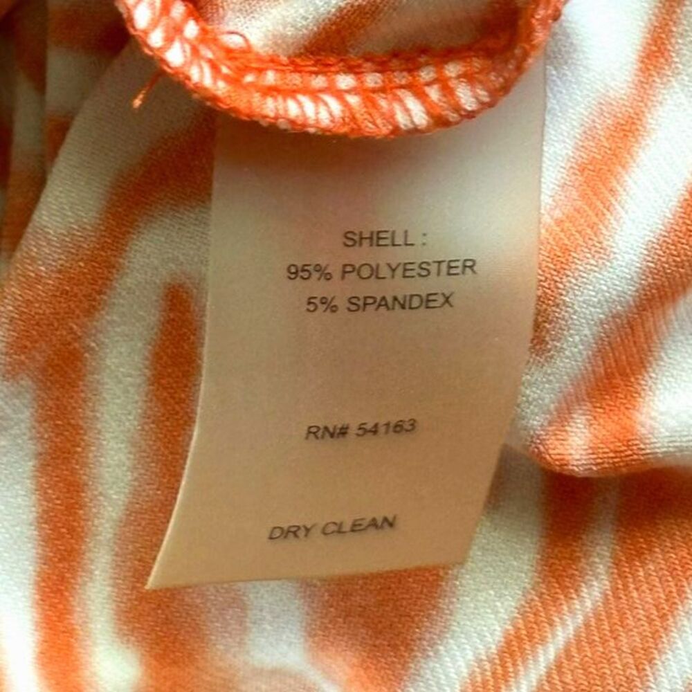 CK Tie Waist Jumpsuit Orange Swirl Abstract Zebra Palazzo Romper Size 8 Stretchy - Picture 8 of 9